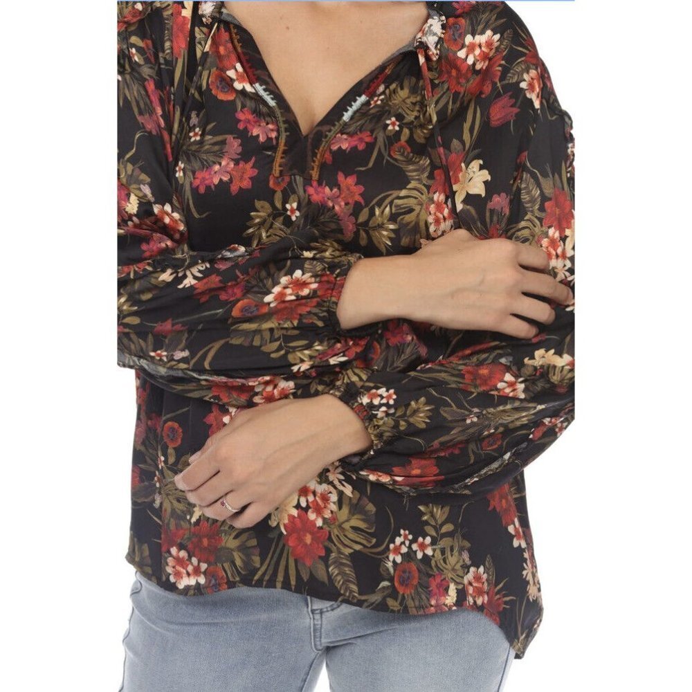 Johnny Was Workshop Ruffle Detail Floral Long Sleeve Blouse Chic size L - Picture 5 of 7